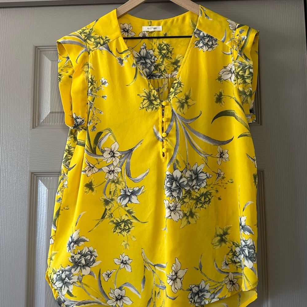 Pleione Yellow Floral Women's Blouse